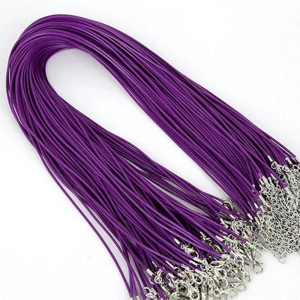 Cordon de collier ciré anti-nœud bleu clair 2 mm avec fermoir pour bijoux DIY