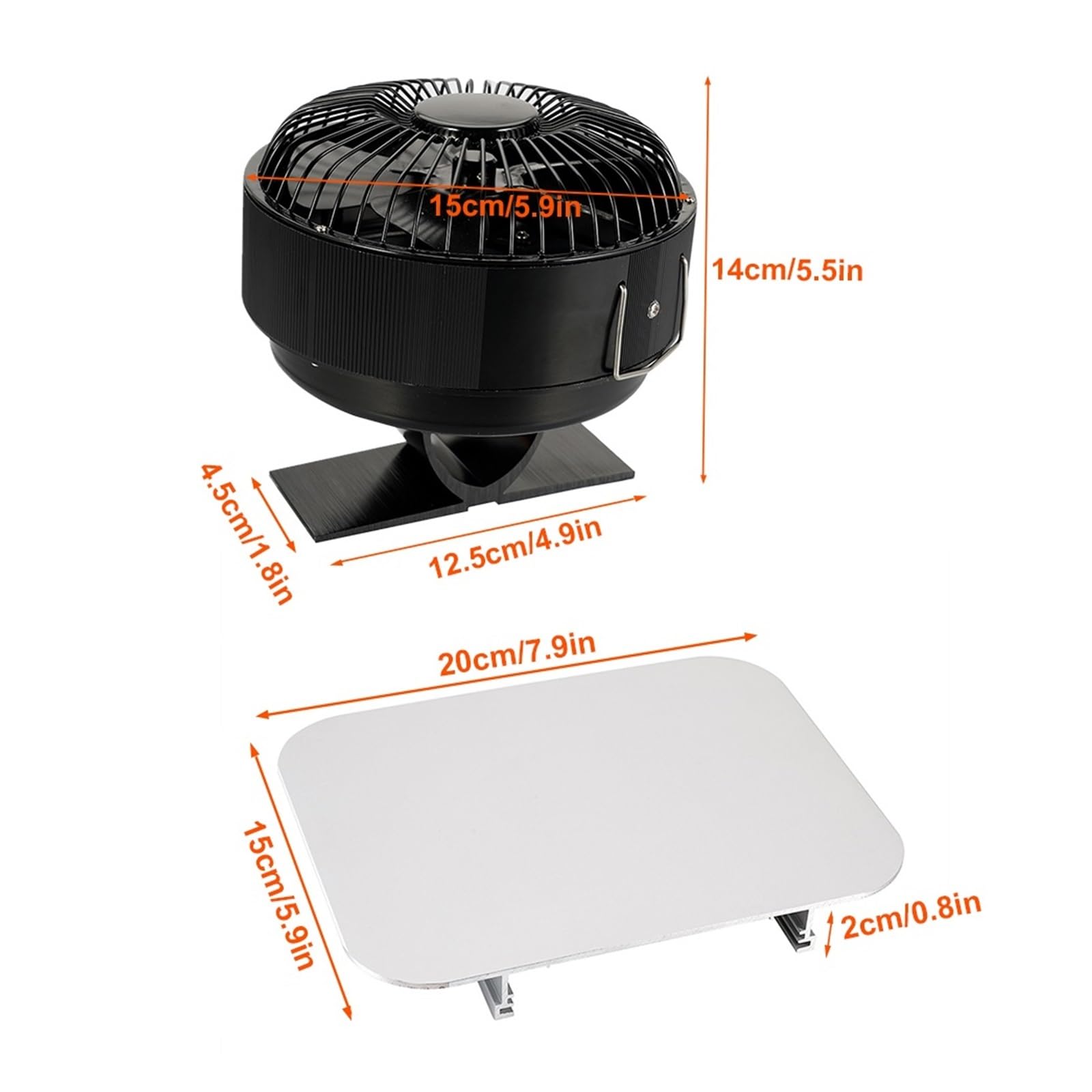 Ventilador De Estufa 5 Aspas, For Hogar Alimentado Por Calor Con Cubierta, Termodinámico For Quemadores Madera Interiores Otoño E Invierno, Chimeneas Cálidas Vientos Fuertes(With Heat shield)