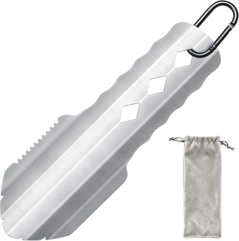 3-in-1 Ultralight Backpacking Trowel, Durable Aluminum Shovel & Potty Tool with Ergonomic Handle for Hiking & Survival(Silver)