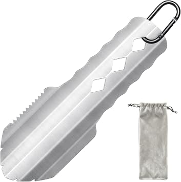 3-in-1 Ultralight Backpacking Trowel, Durable Aluminum Shovel & Potty Tool with Ergonomic Handle for Hiking & SurvivalSilver
