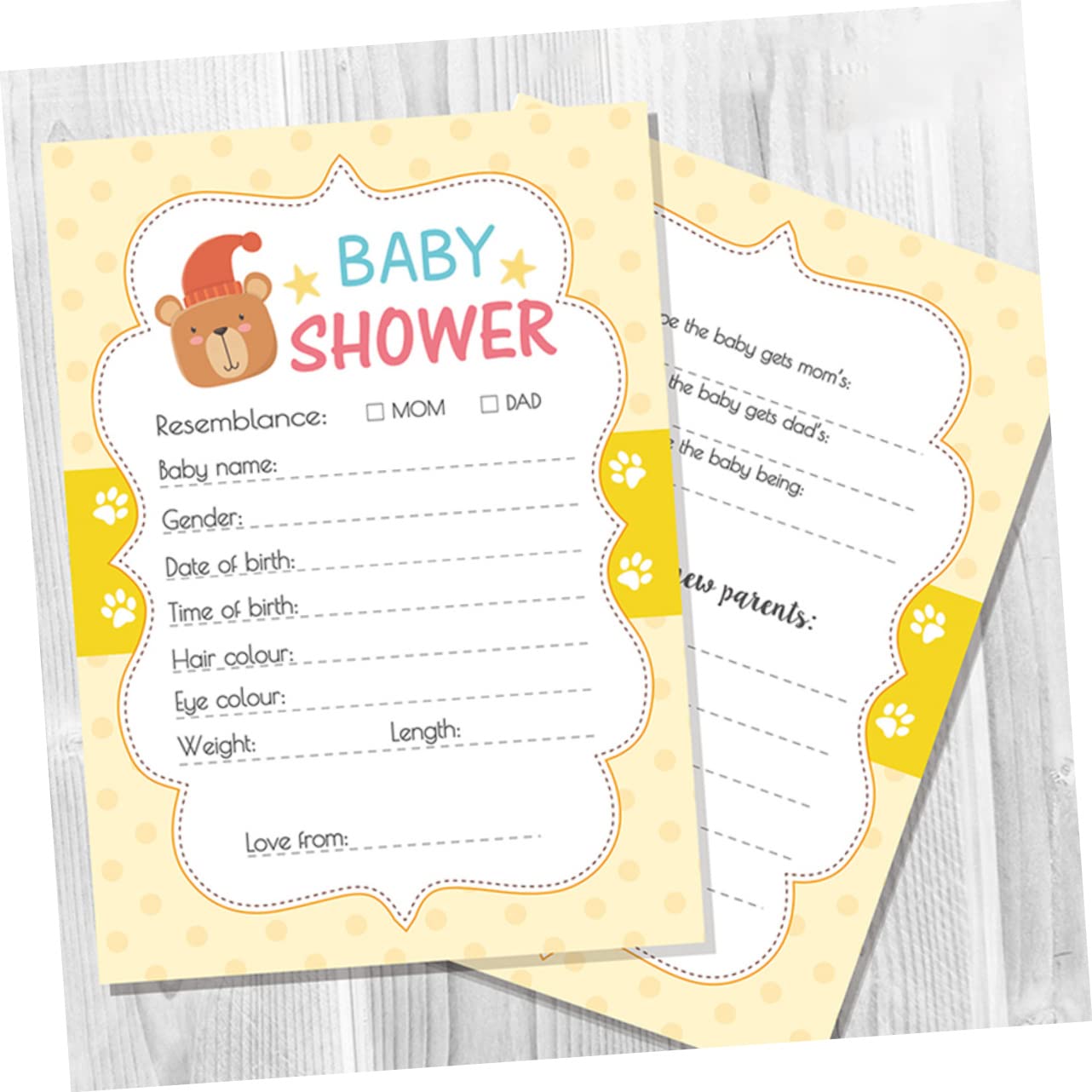 ULTECHNOVO 4 Sätze Shower Spielkarten Ratschläge Vorhersagen Für Eltern Geschlechtsneutrale Karten Für Babyparty Spaß Für Events 20 Stück * 4