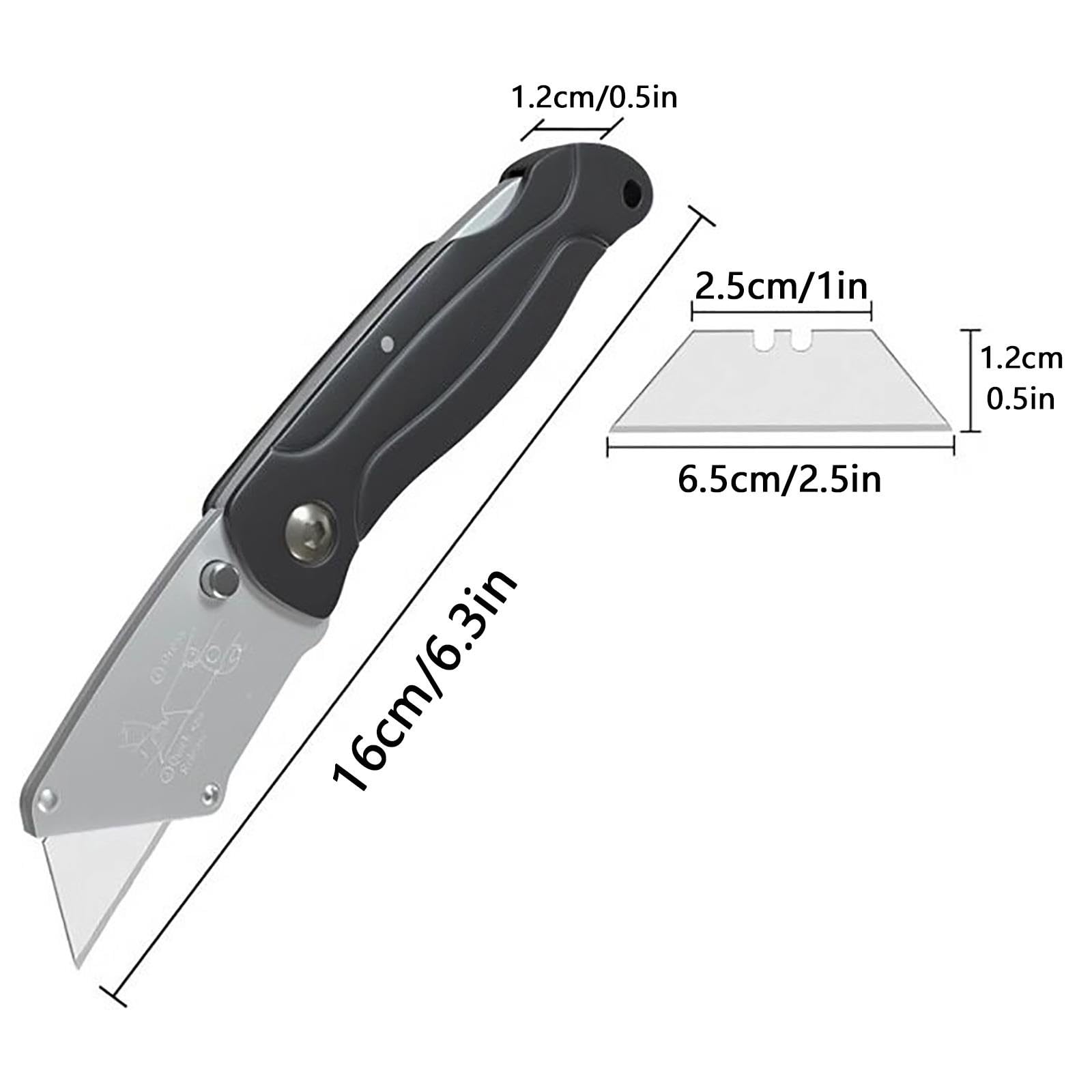 Cutter Pliant, Cutter de Sécurité, Inclut 10 Lames, Antidérapant et Durable