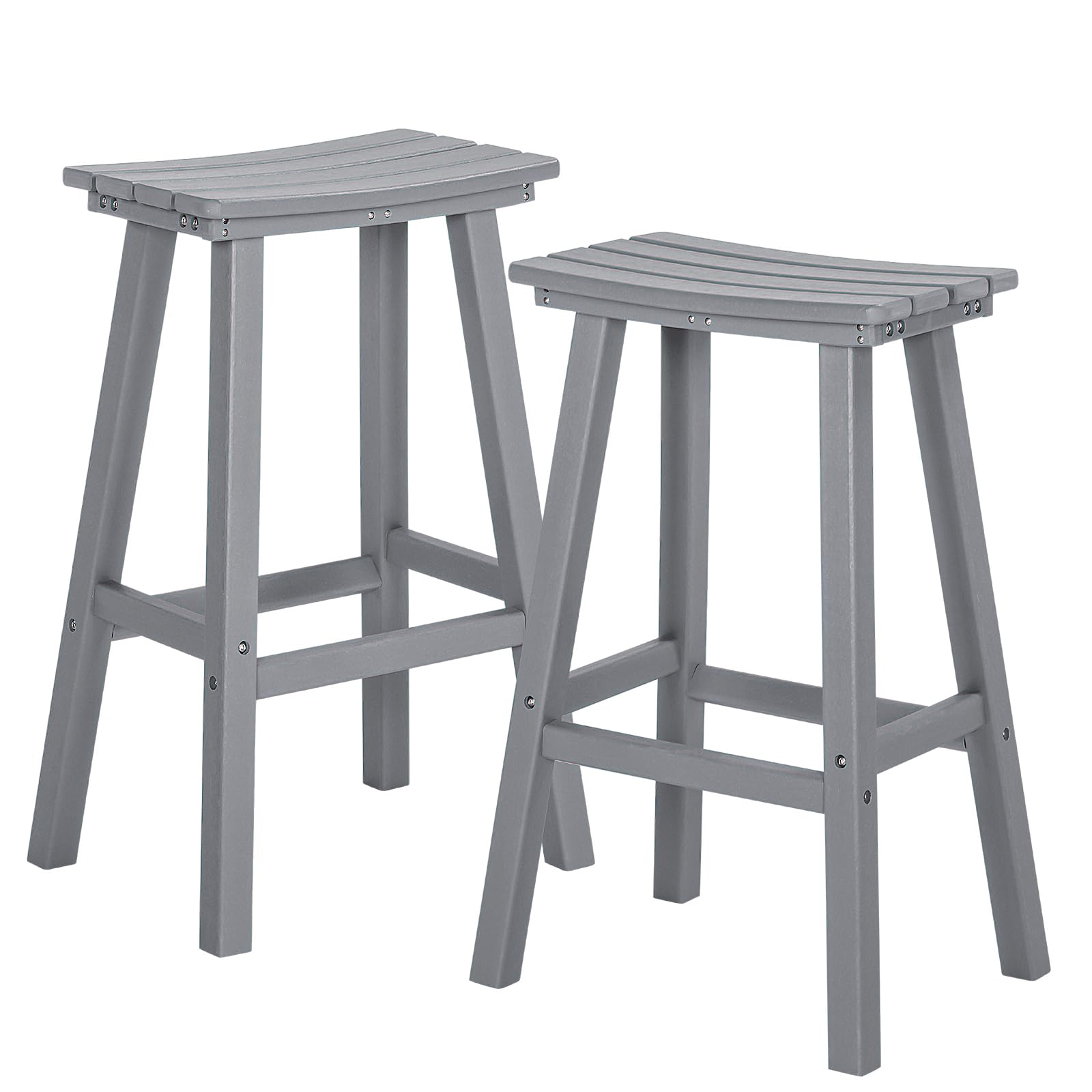 nalone 29 Inch Outdoor Bar Stools Set of 2, HDPE Bar Chairs with Footrest, Weather Resistant Barstools Outside Counter Height Stools for Yard, Balcony