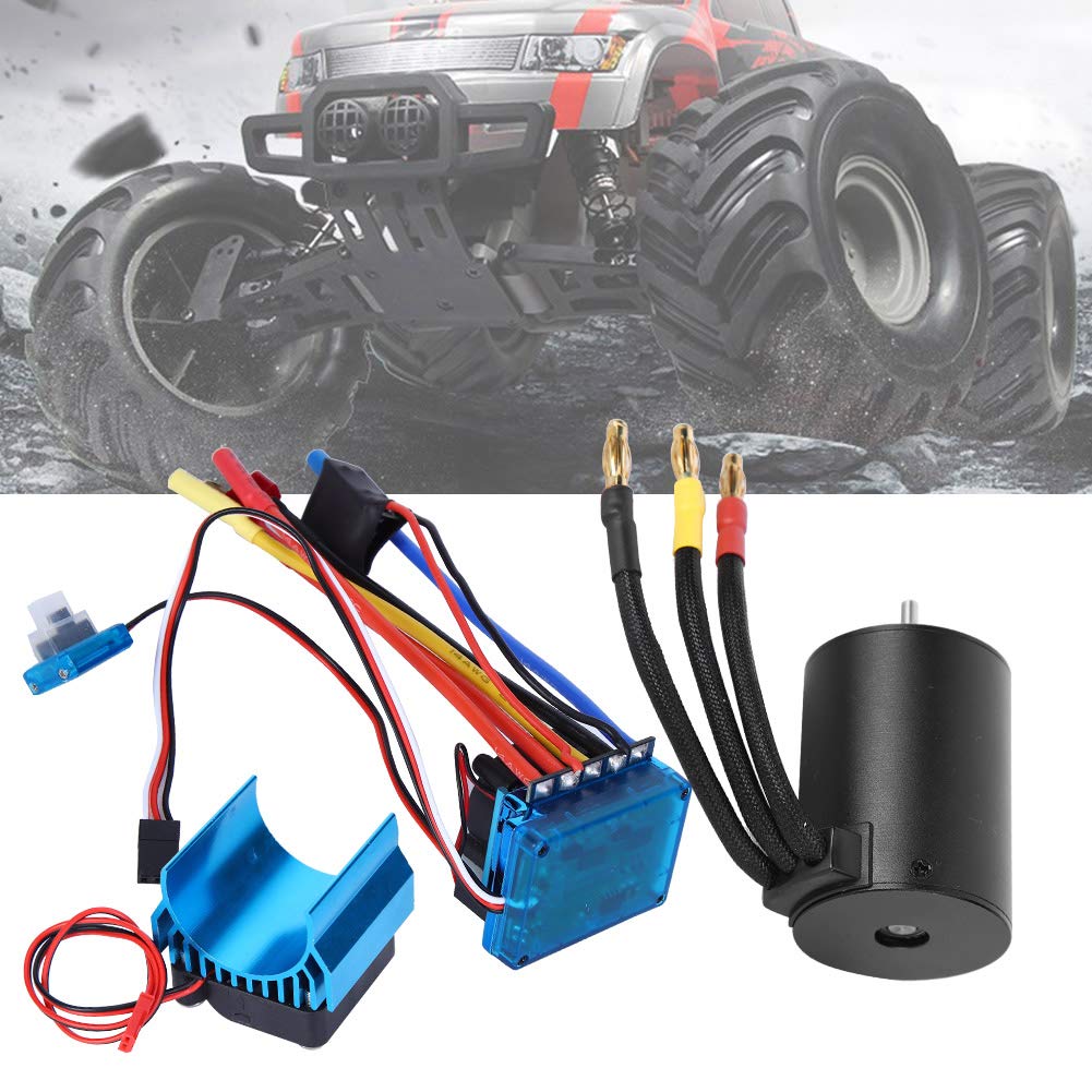 Efficient 3650 Brushless Motor with ESC and Aluminum Heat Sink for 1/10