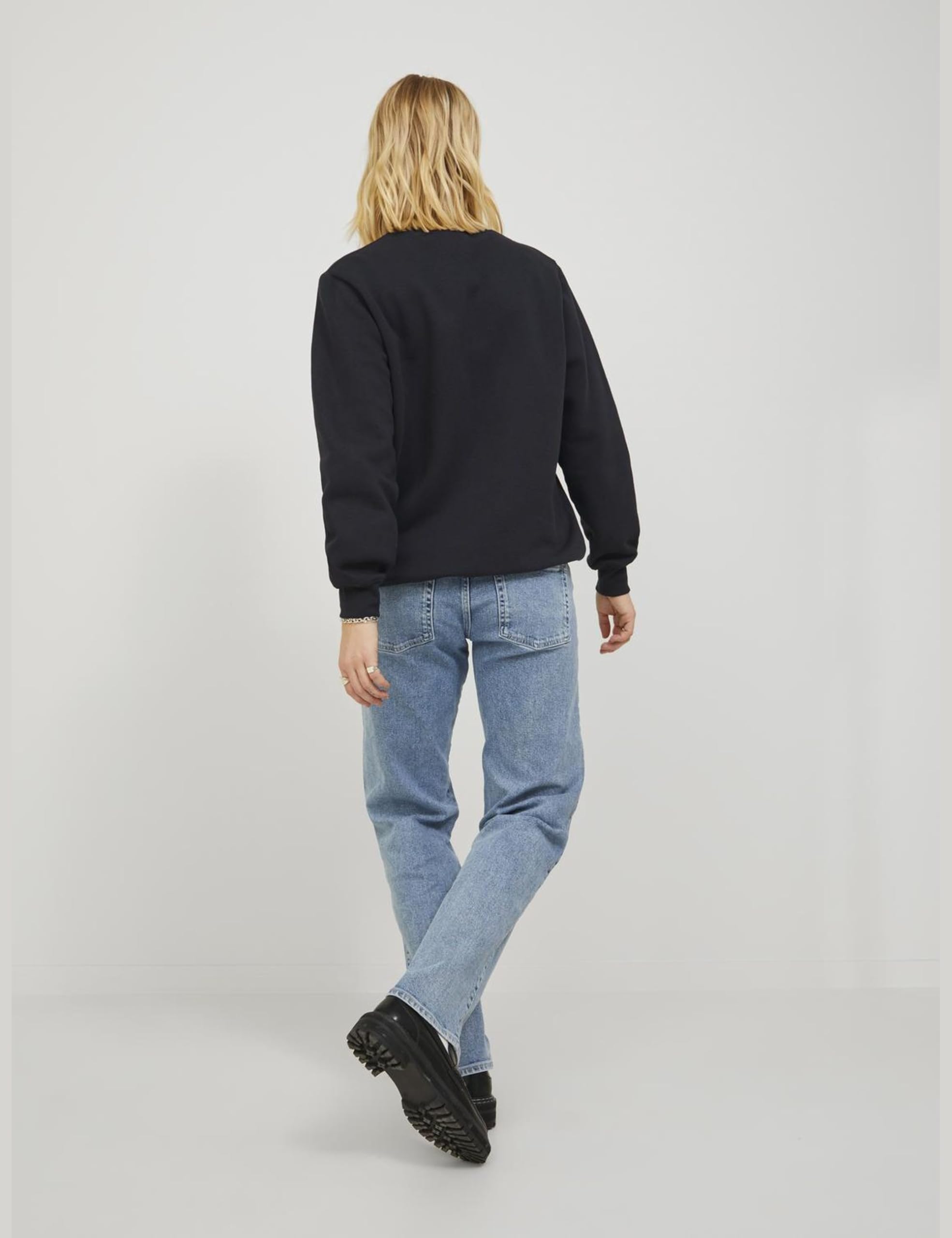 JACK & JONES Jxabbie Ls Rel Every Brush Crew Noos damska bluza czarna/nadruk: białe logo Jjxx, L, Czarny/nadruk: białe logo Jjxx, L