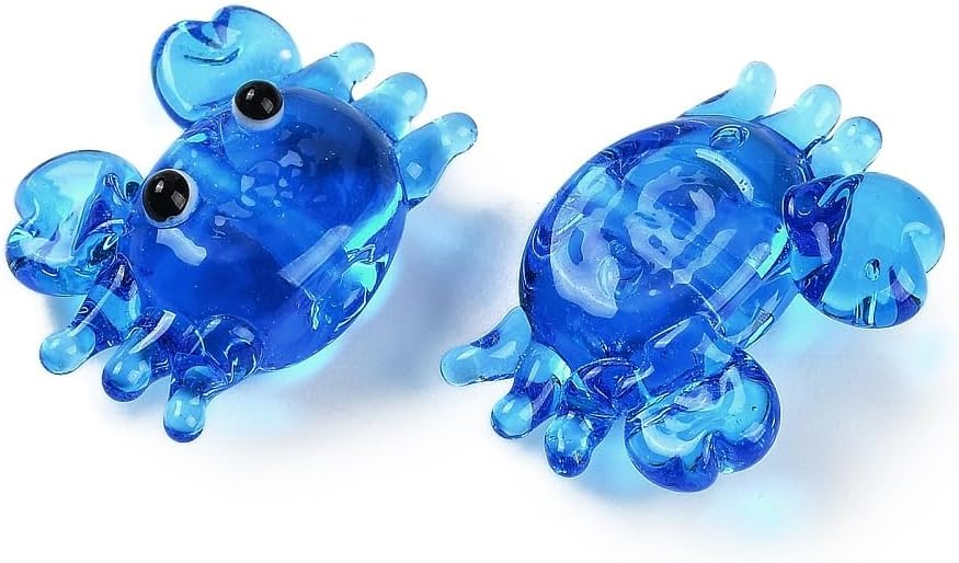 DanLingJewelry 10Pcs Blue Crab Lampwork Beads Handmade Glass Ocean Animals Spacer Loose Beads for DIY Necklaces Bracelets Jewelry Making - Image 3
