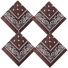4PCS Colored Bandana for Women Men Paisley Square Cowboy Multi-purpose Headband Hair Scarf Handkerchief Head Wrap