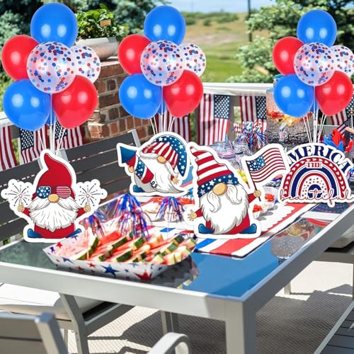 Image of 6 Sets Red White and Blue Balloon Stand Kit for Table Independence Day Tables Centerpieces with Balloons 4th of July Centerpiece Decor Balloon Stand Kit for Patriotic Party Table Decoration