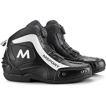 Msport Motorcycle Boots Non-Slip and Breathable - Shoes for Motorcyclists Comfort and Safety in All Weather - Black 44 EU