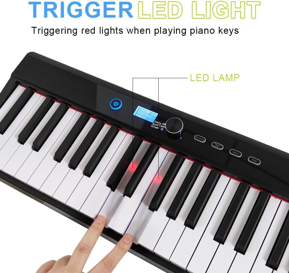 COOLMUSIC Piano Teclado Plegable de 88 Teclas, Piano Digital Portátil con Bluetooth, Teclas Semi Contrapesadas, Teclado Eléctrico Full Size para Principiantes y Adultos, con MIDI, Pedal y Bolsa