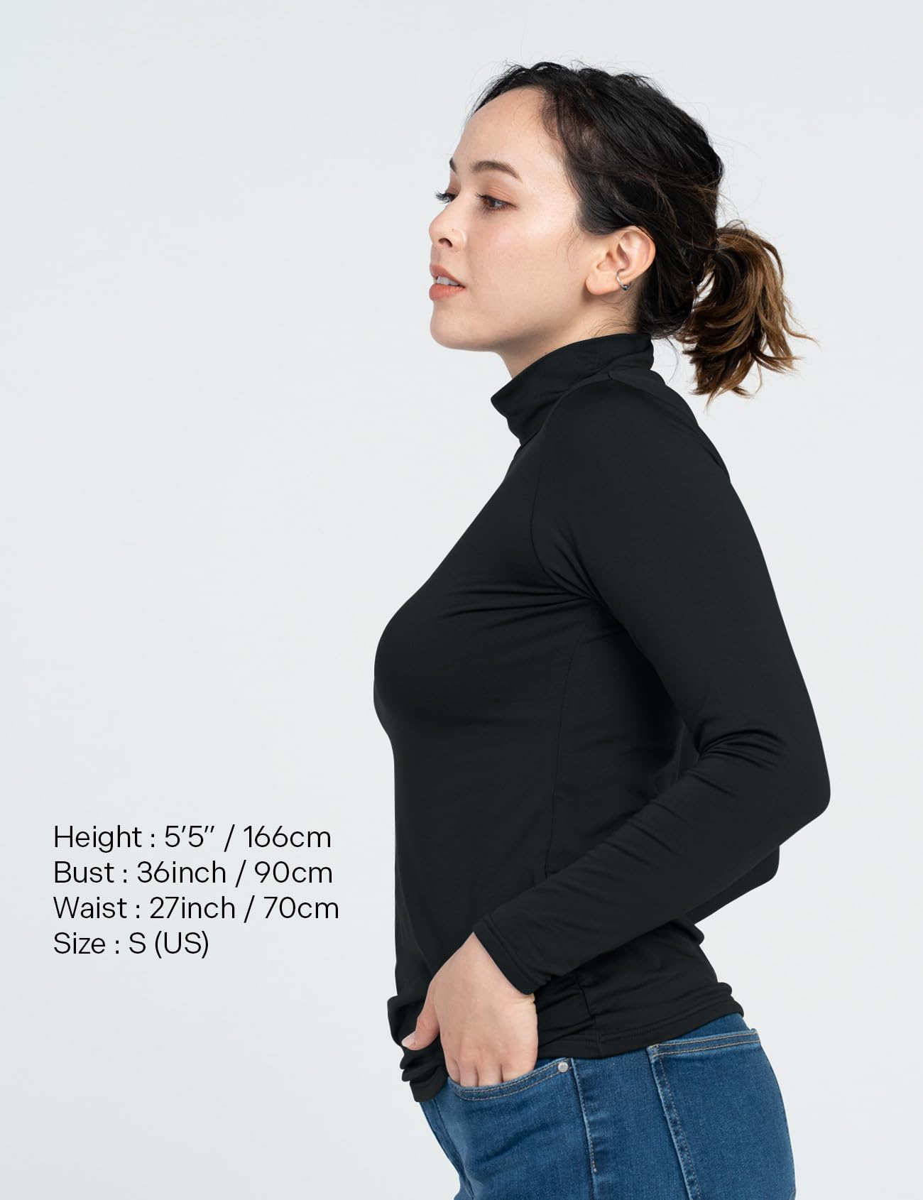 LAPASA Camiseta Térmica de Cuello Alto Mujer Transpirable Top Mock Neck Suave Cálida Ligera Peso Medio Frio Invierno Esqui L87/L89/L116