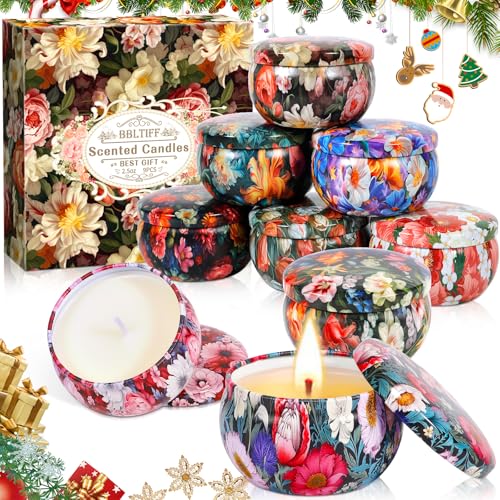 BBLTIFF Velas Perfumadas, 9 Piezas Velas Aromáticas, Velas Decorativas, Juego De Velas Perfumadas, Hasta 180 Horas Para Baño, Yoga, Bodas, Navidad, Día de La Madre, Regalos de Cumpleaños (9 Aromas)