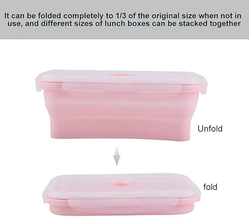 Miniatura 3 de Haofy Recipientes de silicona para almacenamiento de alimentos, loncheras rectangulares plegables para preparación de comidas para picnic, viajes,