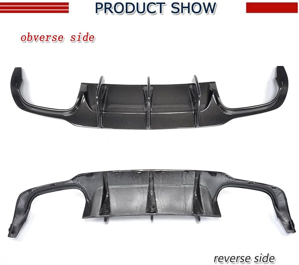 Carbon Fiber W204 Rear Diffuser Compatible with 2012-2014 Mercedes Benz C250 C300 C63 AMG Big Shark Fin Bumper Cover Lower Lip Spoiler Valance Protector Factory Outlet