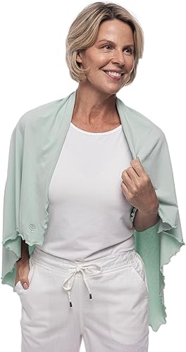 Miniatura 7 de Coolibar Manta solar Savannah UPF 50+, protección solar (talla única), color blanco y azul marino a rayas