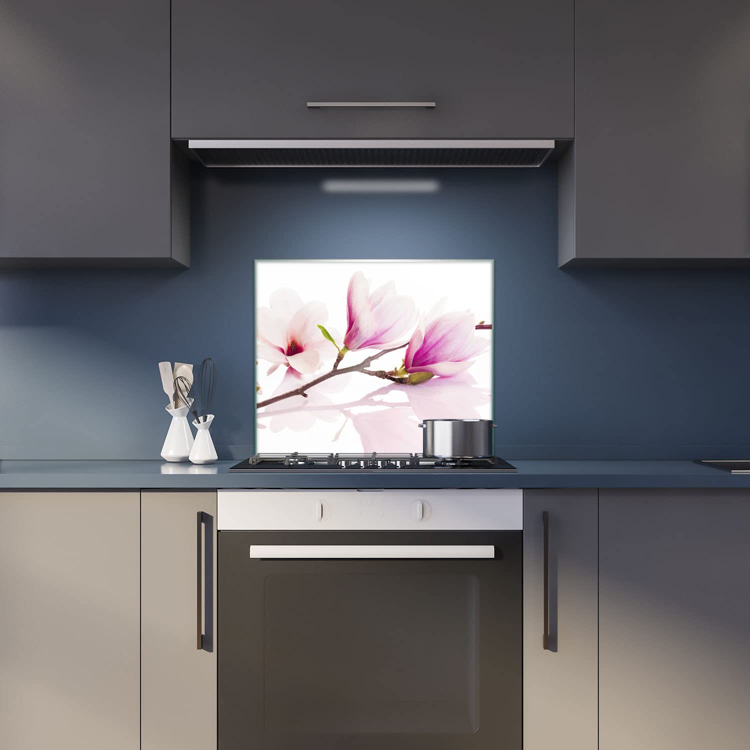 Herdabdeckplatte Abdeckung Ceranfeld Abdeckplatte Schneidebrett 1-Teilig 60x52 Magnolie Rosa Spritzschutz Glasplatte Ceranfeldabdeckung Schutz Kochplatten Herdschutz Sicherheitsglas Glasschneidebrett