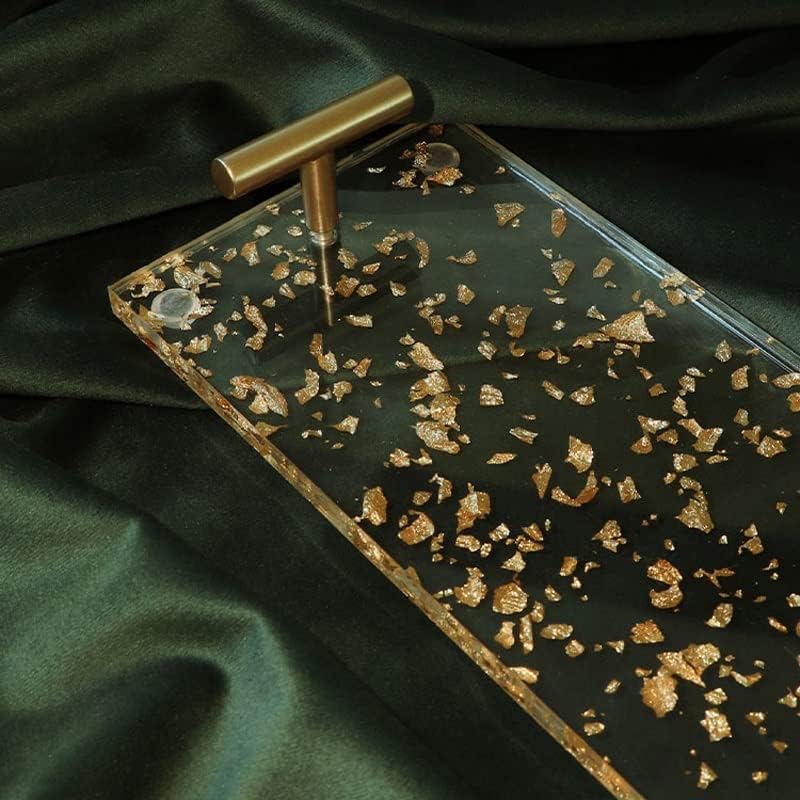 Creativity Acrylic Gold Foil Trays Decorative Stand Ornaments Afternoon Tea Snack Display Tray Bathroom image 4