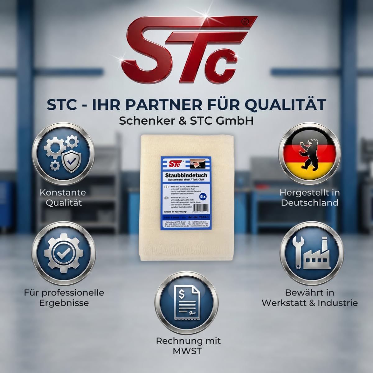 STC Staubbindetuch 10 x 5er Pack (50 Stück) – hochwertiges Honigtuch für Lackierarbeiten – Staubtuch für alle Lackarten geeignet – trocknet Nicht aus – 80 x 50 cm
