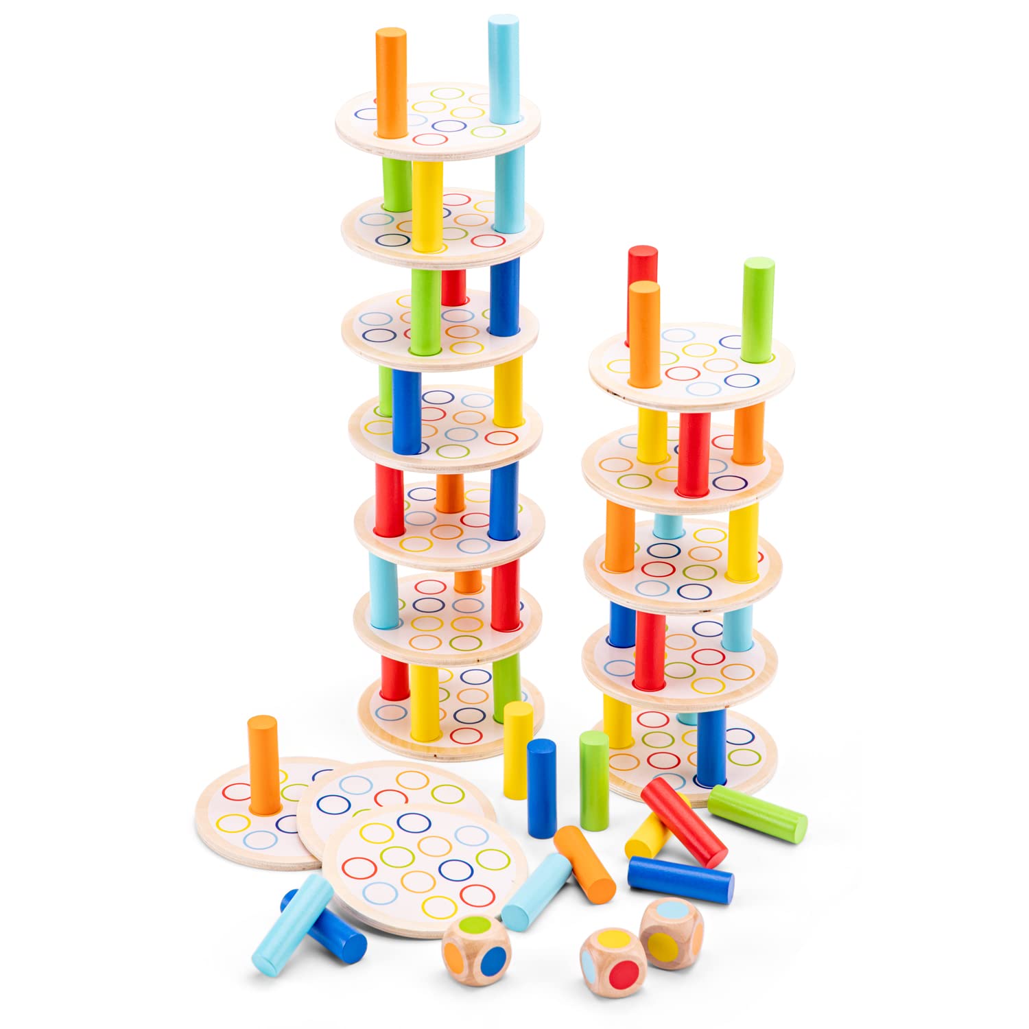 Woet® Jeu Tour d’Équilibre Jouet en Bois Empilage Éducatif 3 Ans
