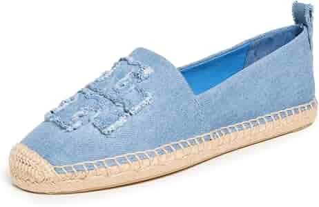 靴 TORY BURCH WESTON FLAT ESPADRILE DENIM Tory Burch Weston Flat Espadrille Denim Chambray Canvas