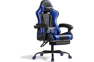 Blue Computer Chair with Integrated Massager for Enhanced Comfort and Health