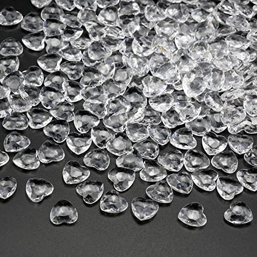 WakiHong 500 Pièces Diamant Acrylique Coeur Transparent Cristaux Diamants,Coeur de Mariage Diamant Utilisé pour La Saint-Valentin,Les Décoration de Table...