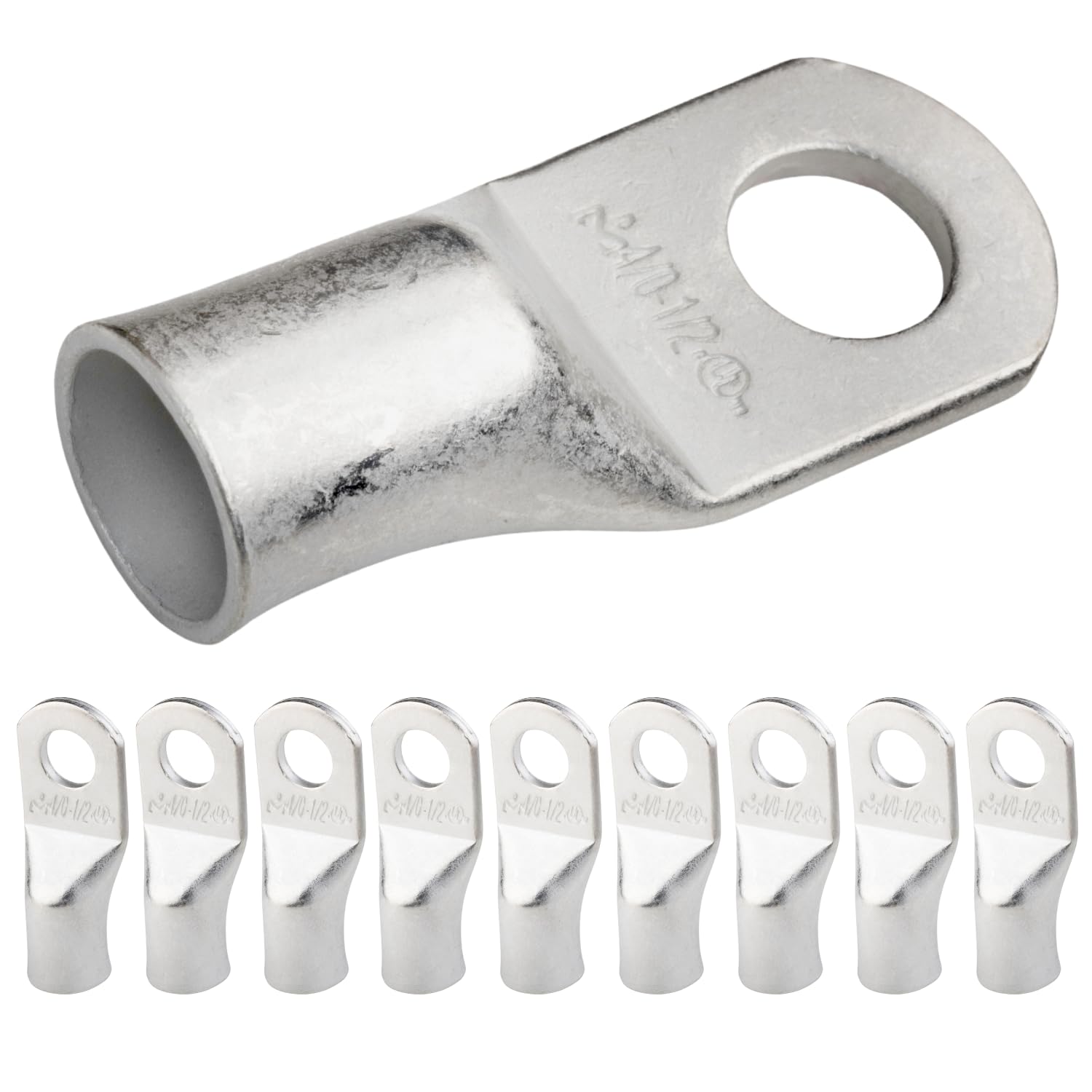 - SELTERM 10pcs 4/0 AWG 1/2" Stud Tinned Copper Wire Lugs, Ring Terminals, Battery Cable Ends, 0000 Gauge Ring Terminal Connectors, UL Marine Grade Electrical Terminals