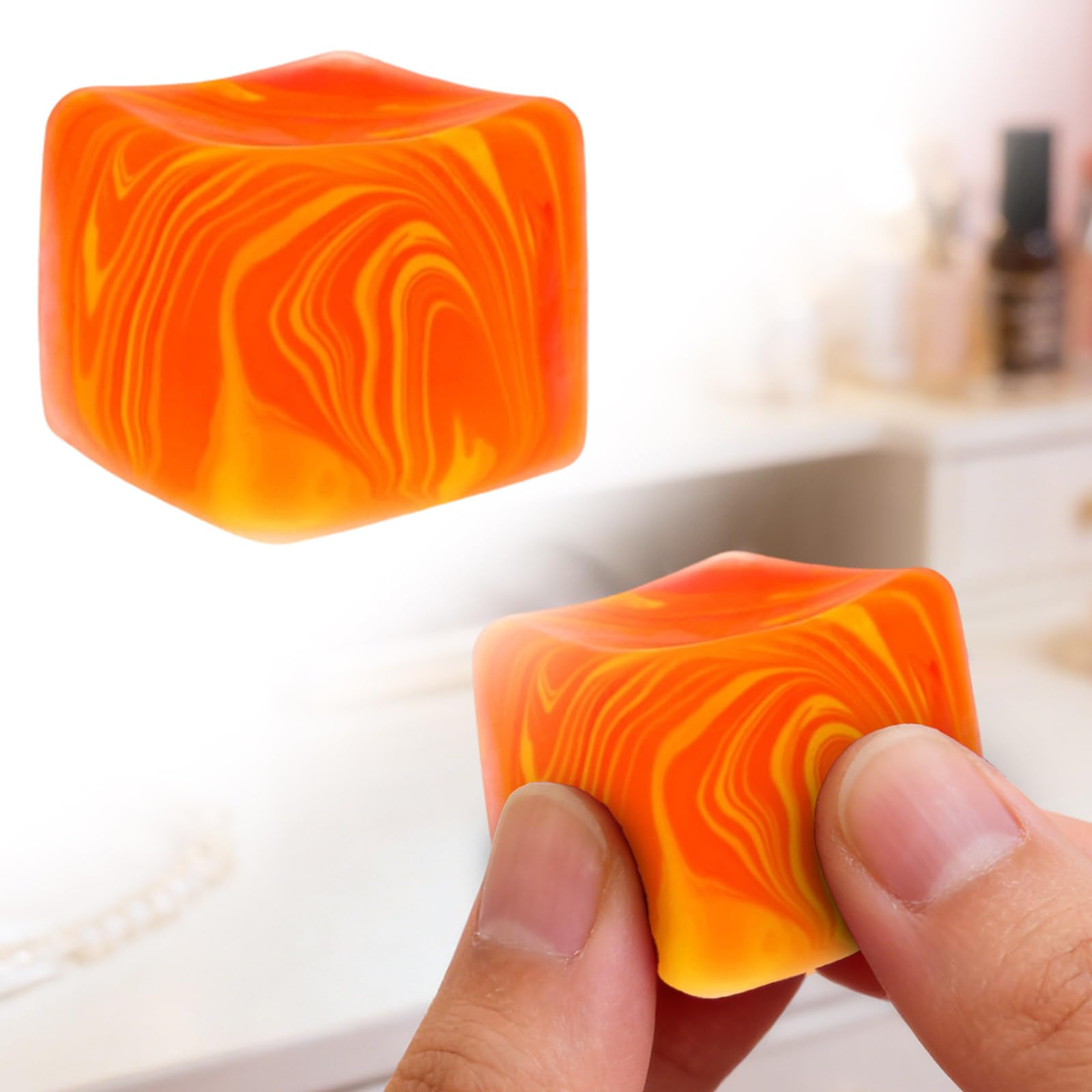 Squishy Fidget Stress Cube,Colorful Ice Cube Squishy Balls,Sensory Stress Relief Fidget Cubes With Malt Sugar Filling,Anxiety Ice Squishy Cube Sugar Balls,Gifts for Adult (C, 3x3x3cm) — image 1