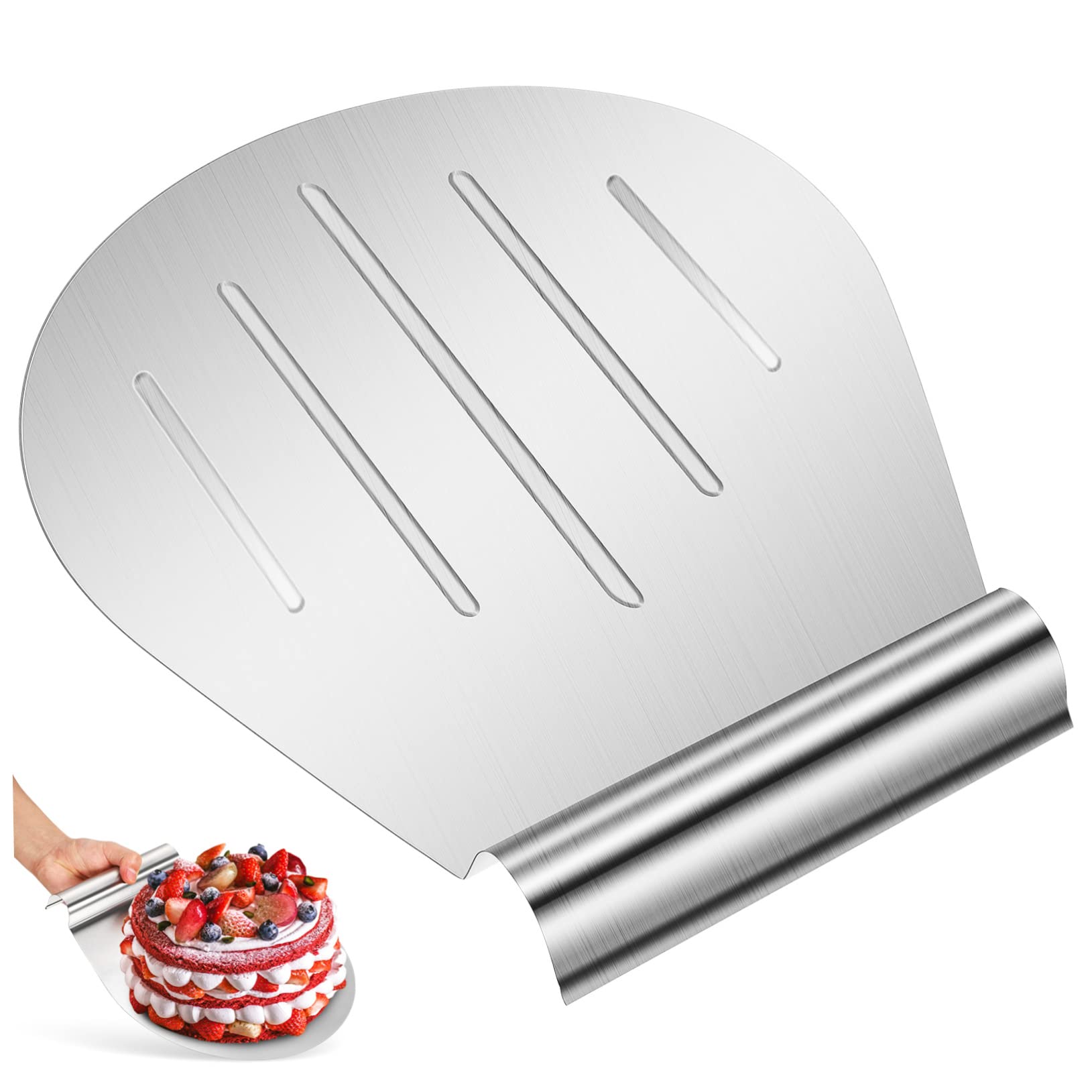 MOLUCKFU Cake Stand Cake Lifter Pizza Transfer Shovel Oven Transfer Tool Pizza Lifter Pasties Cake Pan Cake Transfer Cake Pizza Transfer Tray Cake Plate Pizza Spatula Stainless Steel