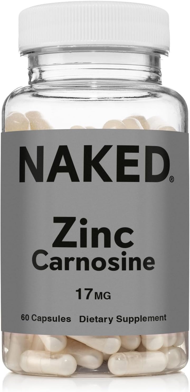 Naked Zinc Carnosine - Gut Lining, Immune Function and Stomach Support Supplement, Vegan, Gluten-Free, 17mg - 60 Capsules