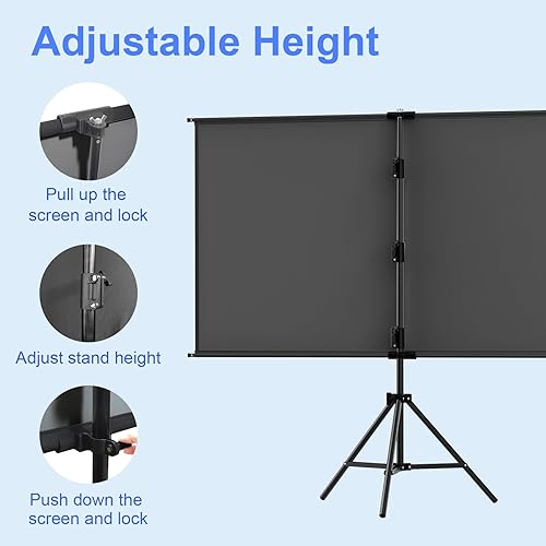 Miniatura 3 de Soporte de trípode para proyector de 100 pulgadas, pantalla de proyección para interiores y exteriores con respaldo negro, 169 HD Premium sin