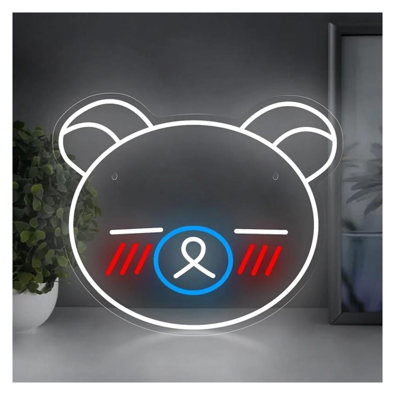 Luz de Diseño de Digital Lindo Oso Tímido Letrero Acrílico Con Luz De Neón LED USB Para El Hogar, Dormitorio De Niños, Decoración De Pared, Lámparas De Noche