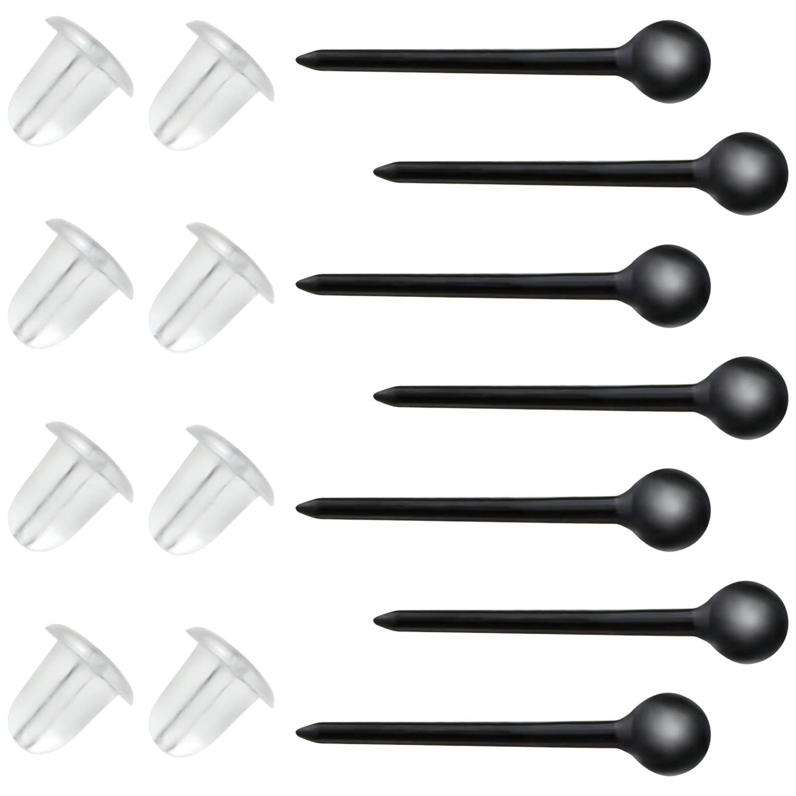 Black Plastic Stud Earrings for Sensitive Ears, KMEOSCH 400Pcs 18g 3mm Non-Metal Fully Plastic Post Earrings with Soft Rubber Earring Backs in Organizer Box for Men/Women