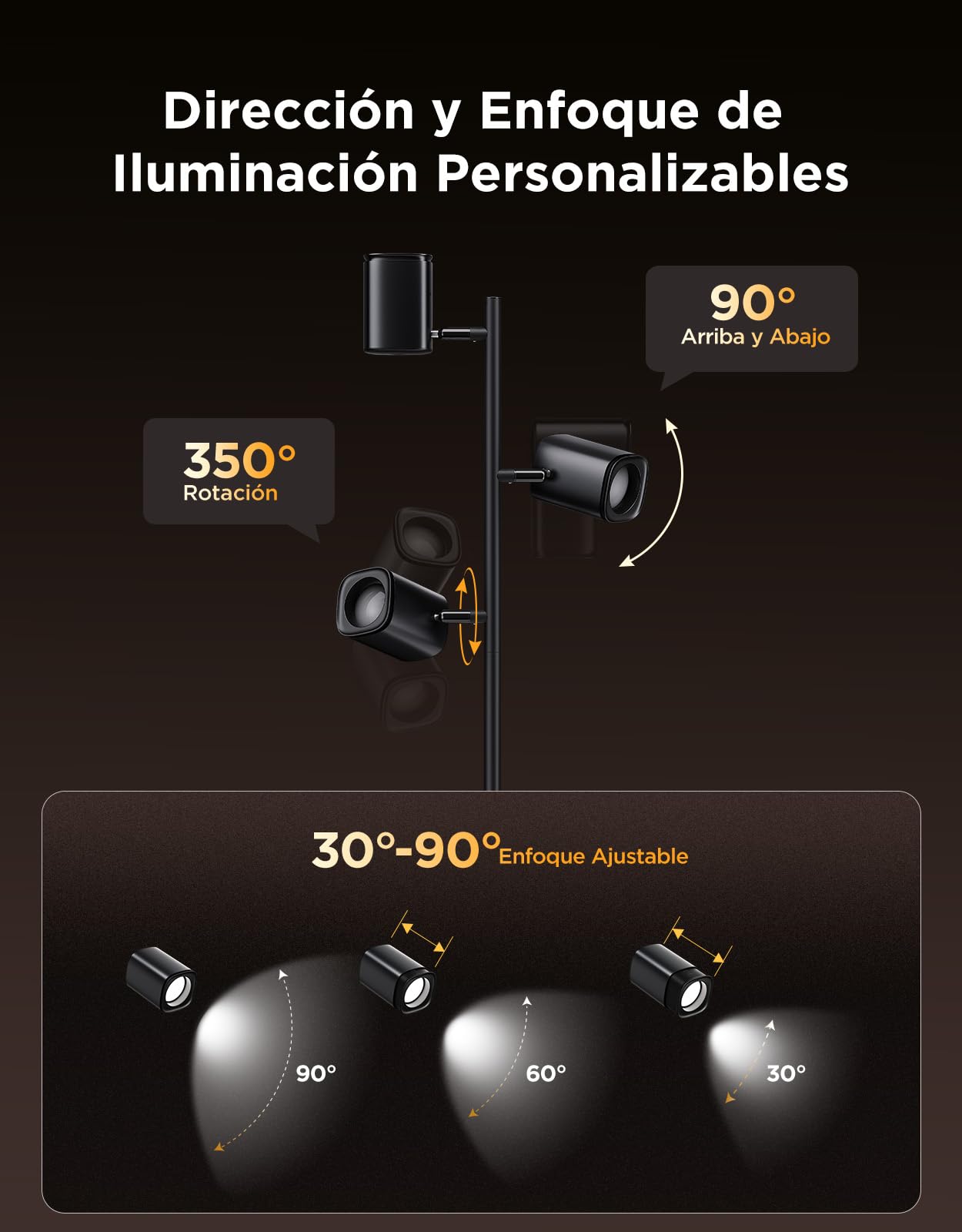 Govee LED Lámpara de Pie RGBWW, Ángulo Ajustable Lámpara Pie 1500 lm, Compatible con Matter Alexa, 64+ Escenas, Sinc Musica, 157 cm Lampara Negro para Sala de Estar, Dormitorio y Sala de Lectura. | 2700-6500K, Matter Alexa Compatible, 64+ Escenas, Sinc Mu