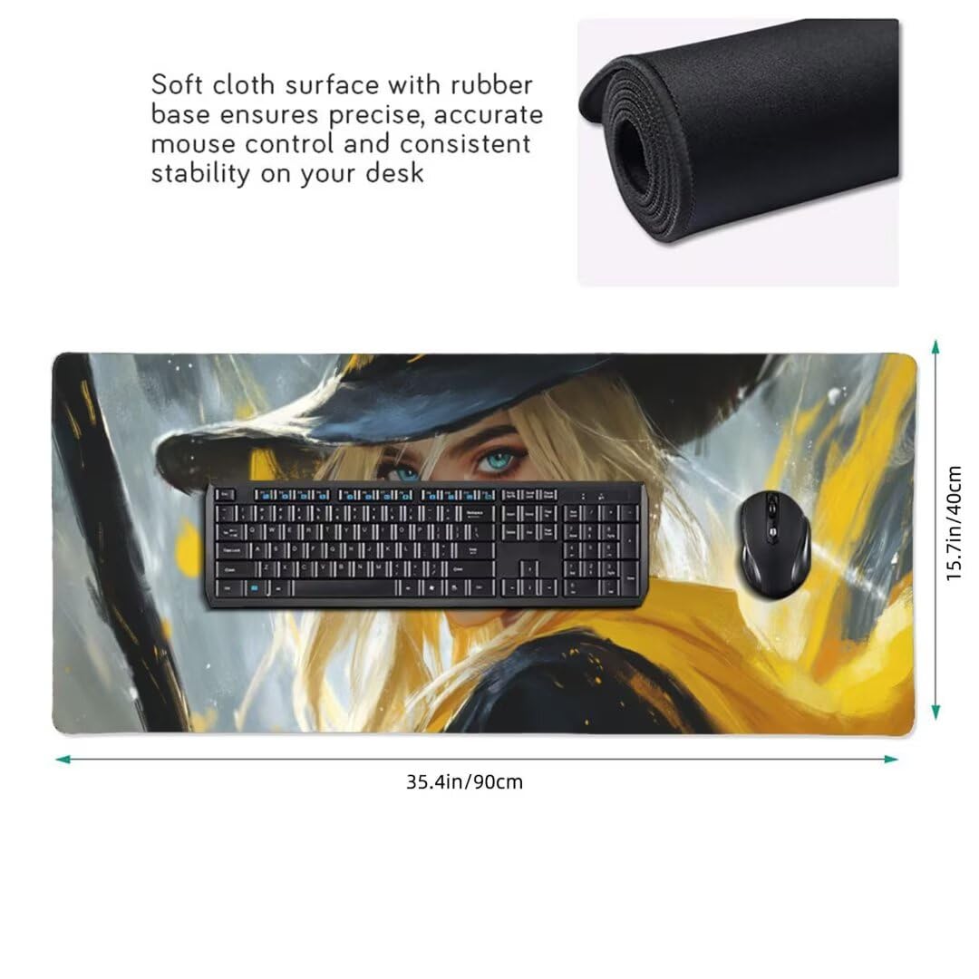Tappetino Mouse XXL 1400x600x3mm Tappetino Mouse Giapponese Ragazza Impermeabile Tappetino Gaming Mouse Pad XXL Tappetino Scrivania,Base Antiscivolo Migliora Precisione e Velocità per Desktop/Ufficio