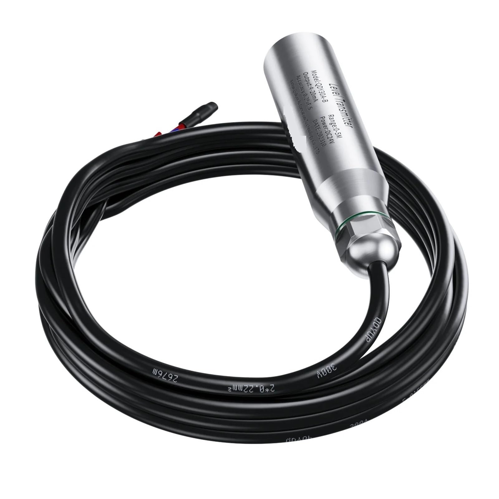Trasmettitore del sensore di livello liquido 0-3m 5m 10m 4-20mA 0-10V 0-5V Sonda Trasduttore idrostatico for serbatoio dell'acqua Anti-piegamento(5m Range 10m Cable,4-20mA)