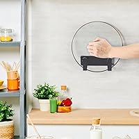 Vista 5 de Estante para tapa de olla, soporte organizador de tapa de sartén de acero inoxidable 304 montado en la pared, autoadhesivo, herramienta de cocina
