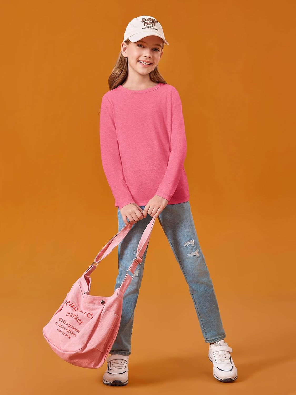 Haloumoning Girls Long Sleeve Shirts Kids Crewneck T-Shirts Fall Tops Tees 5-14 Years - Image 3