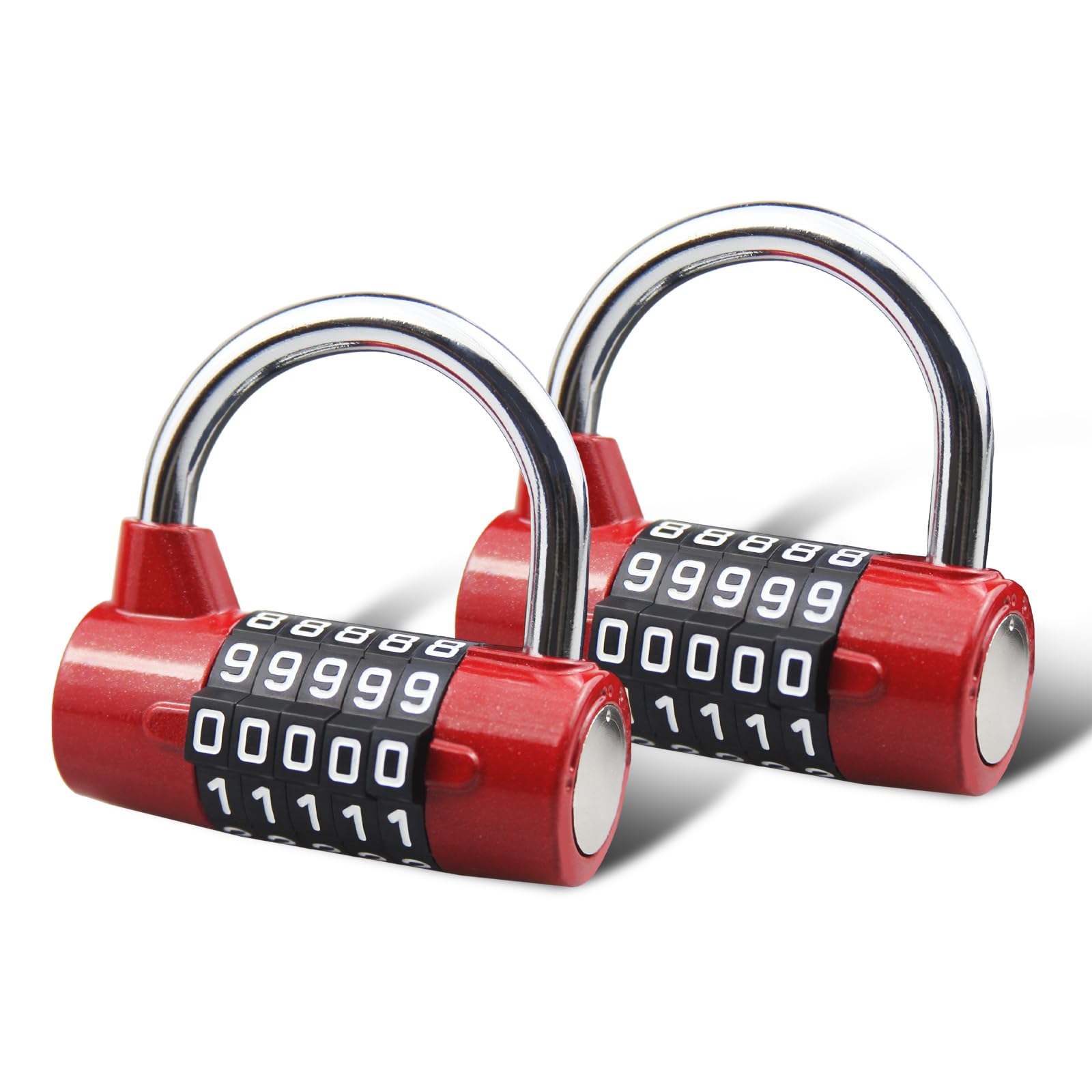 SISAV 5 Digit Combination Lock,Gym Padlock,Replaceable Combination Lock,Suitable for School Lockers,Tool Boxes,Fences,Red(2 Pack)