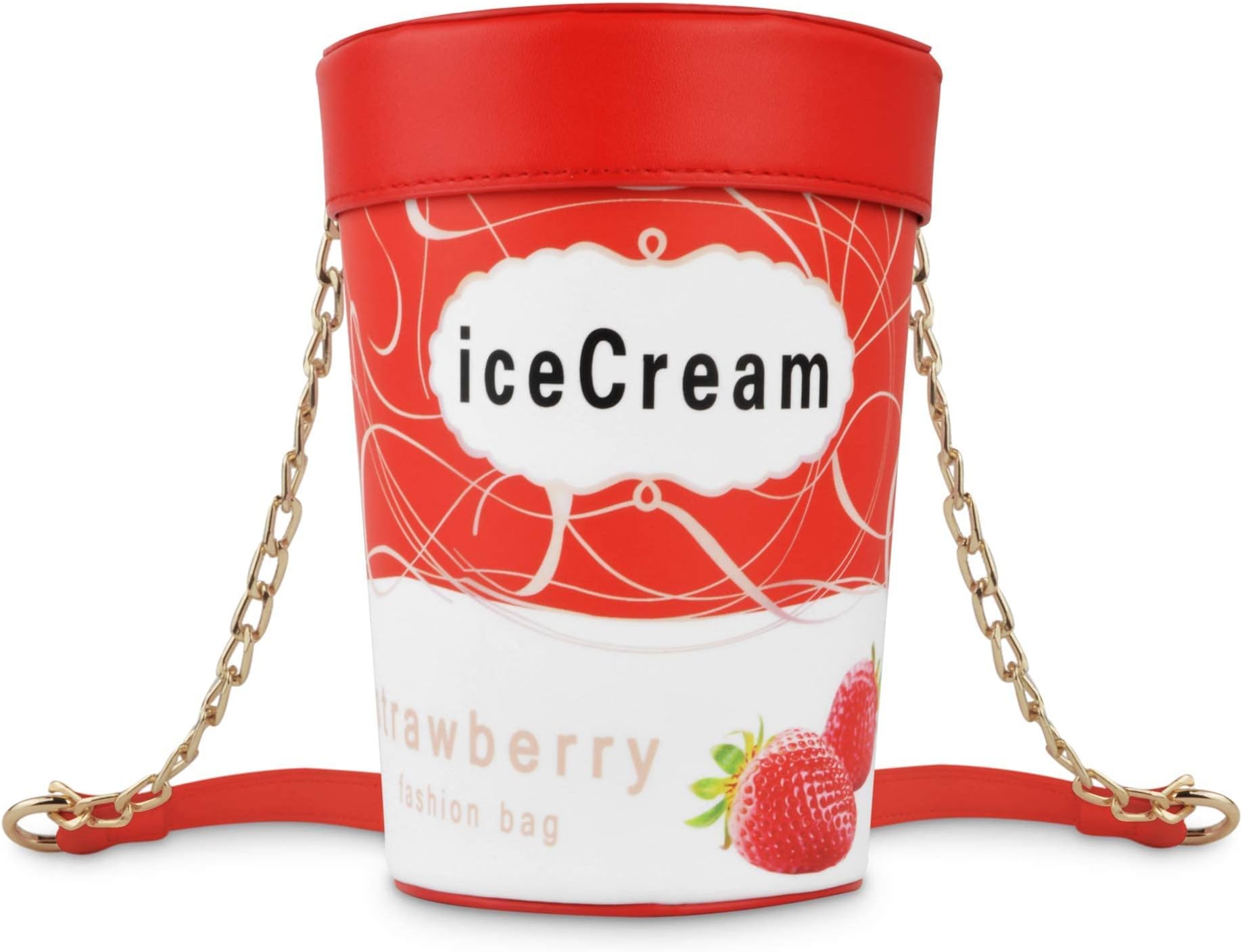 Ice Cream Shaped Crossbody Bag, Ustyle Cute Novelty with Adjustable Strap for Girl Women Cartoon Shoulder Bag (red)