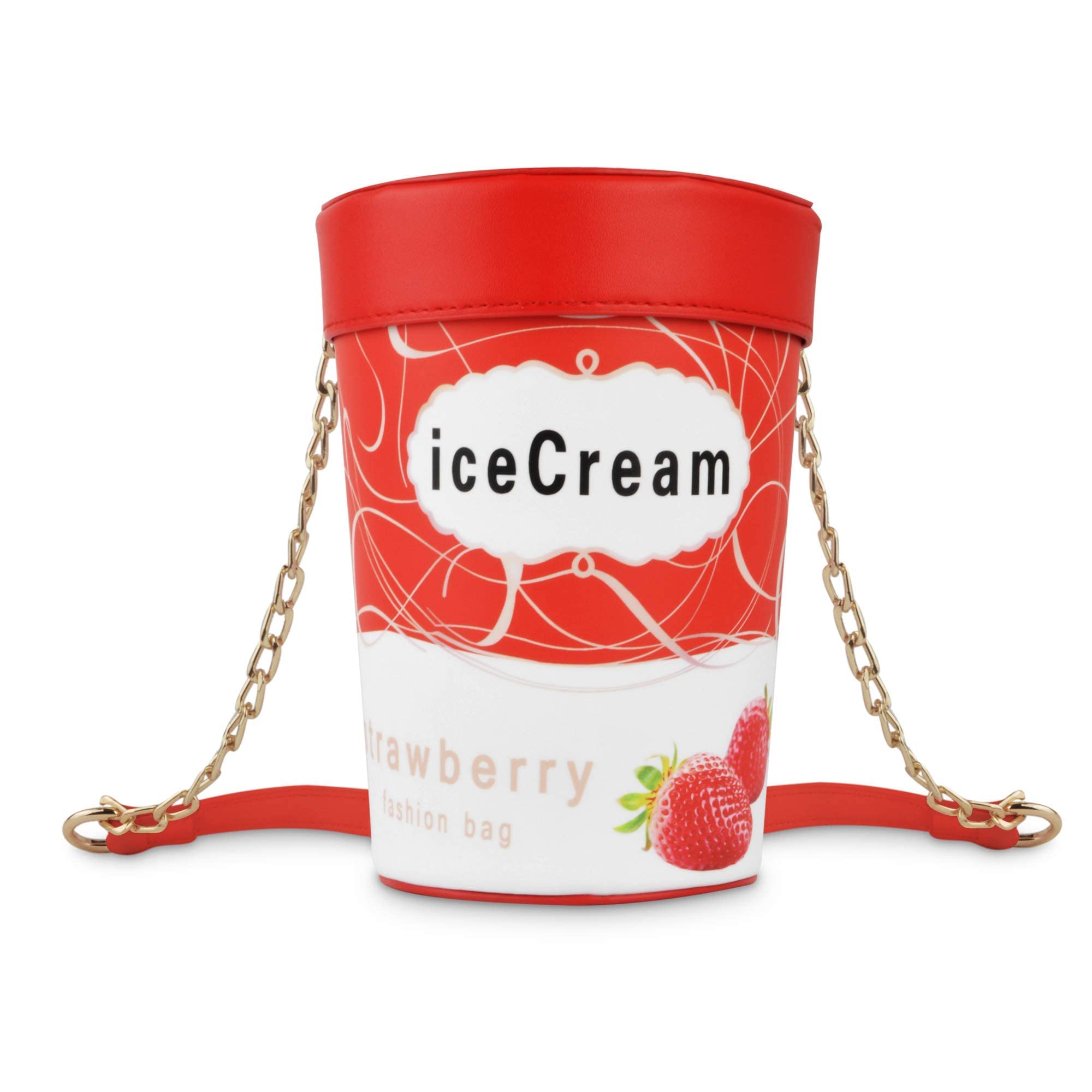 USTYLEIce Cream Shaped Crossbody Bag, Ustyle Cute Novelty with Adjustable Strap for Girl Women Cartoon Shoulder Bag (red)