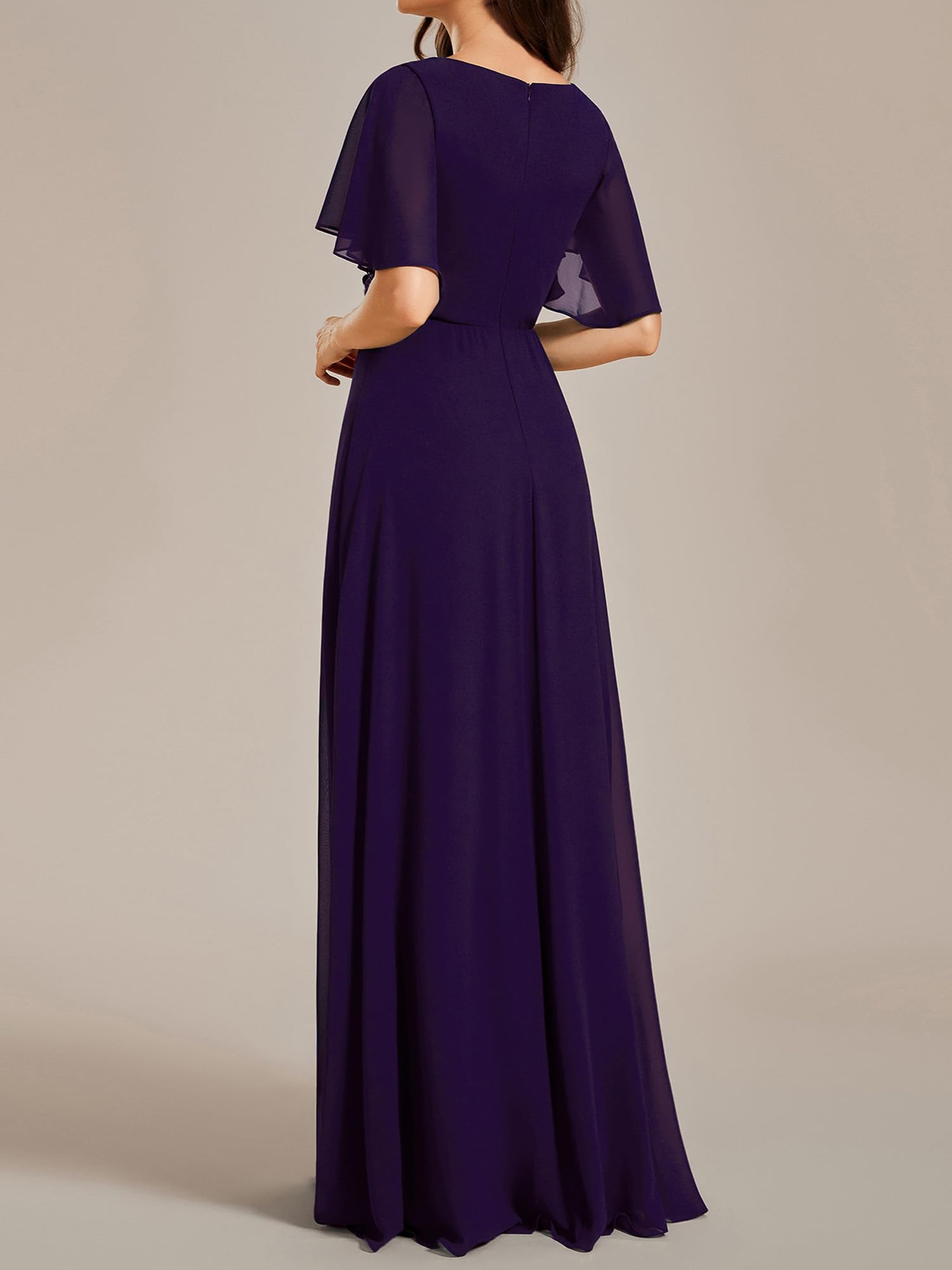 Ever-Pretty Elegantes Vestidos de Noche Vestidos de Novia Extra Largos Vestidos de Invitada de Mujer Cuello en V de Gasa de Cintura Alta EE01960