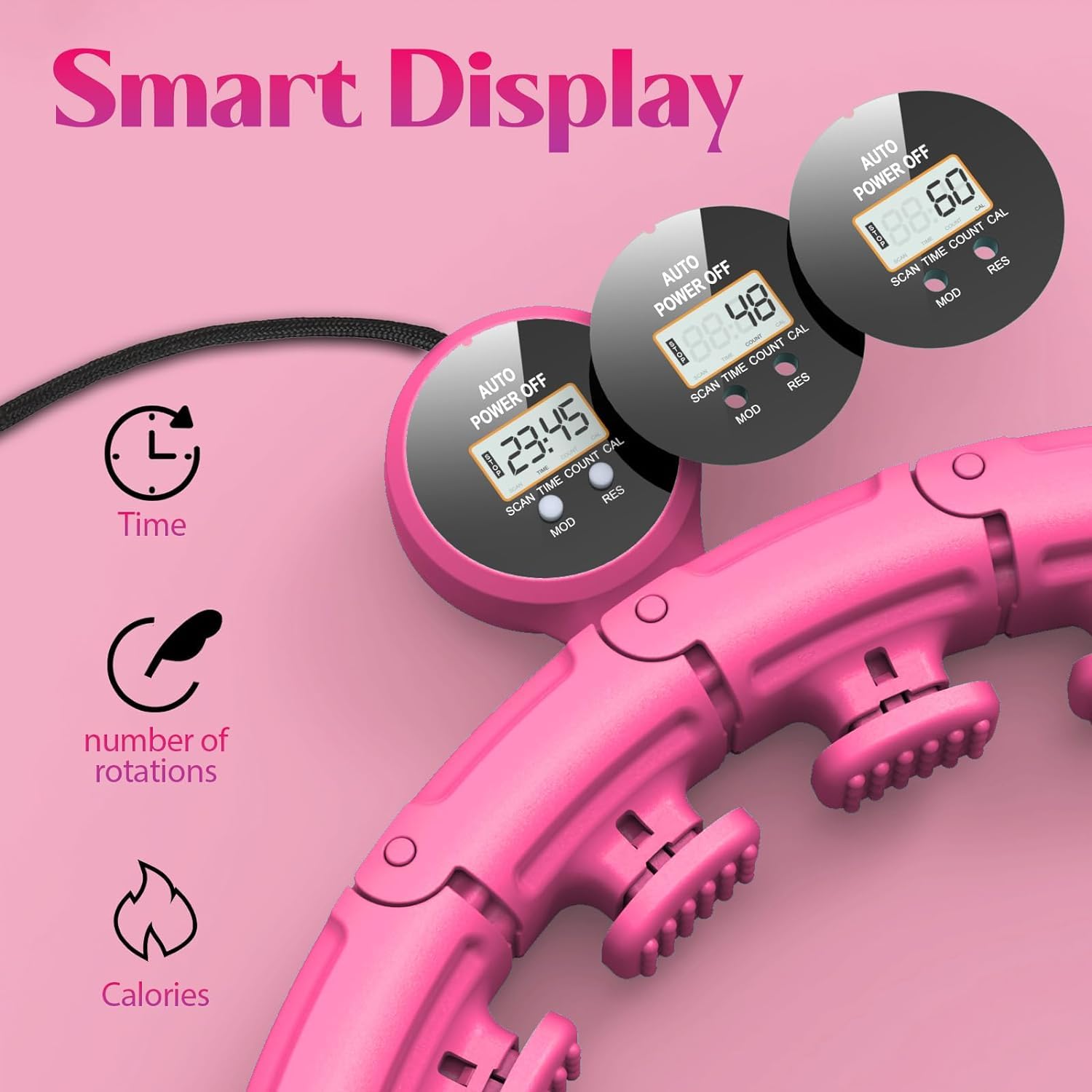 Hula Hoop Intelligent Horsdo – Avec Compteur LED, Masse 400 G, 24 Segments Ajustables – Massage 360° – Perte De Poids