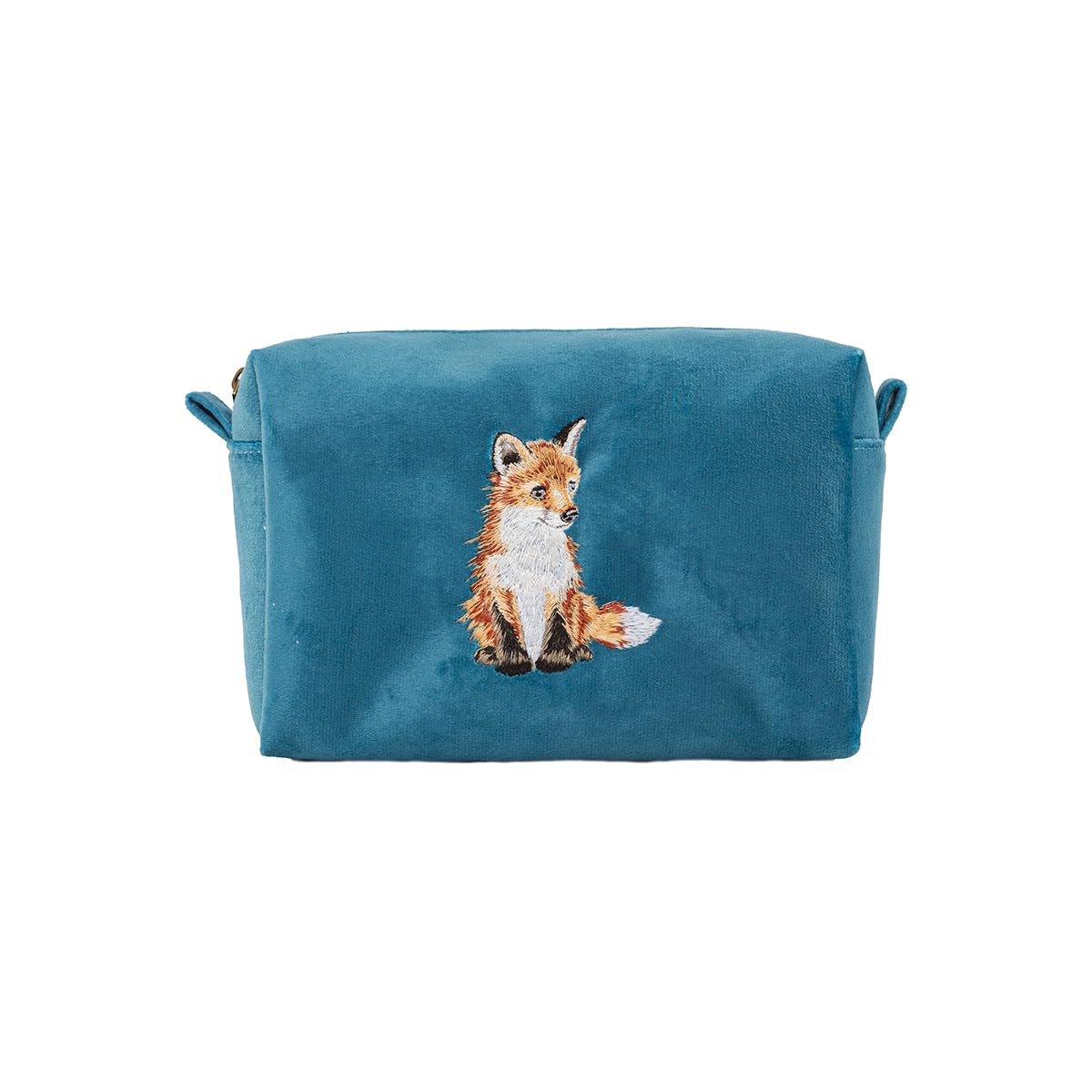 Wrendale Designs by Hannah Dale 'Daydreamer' Fox Embroidered Make Up Bag, Blue