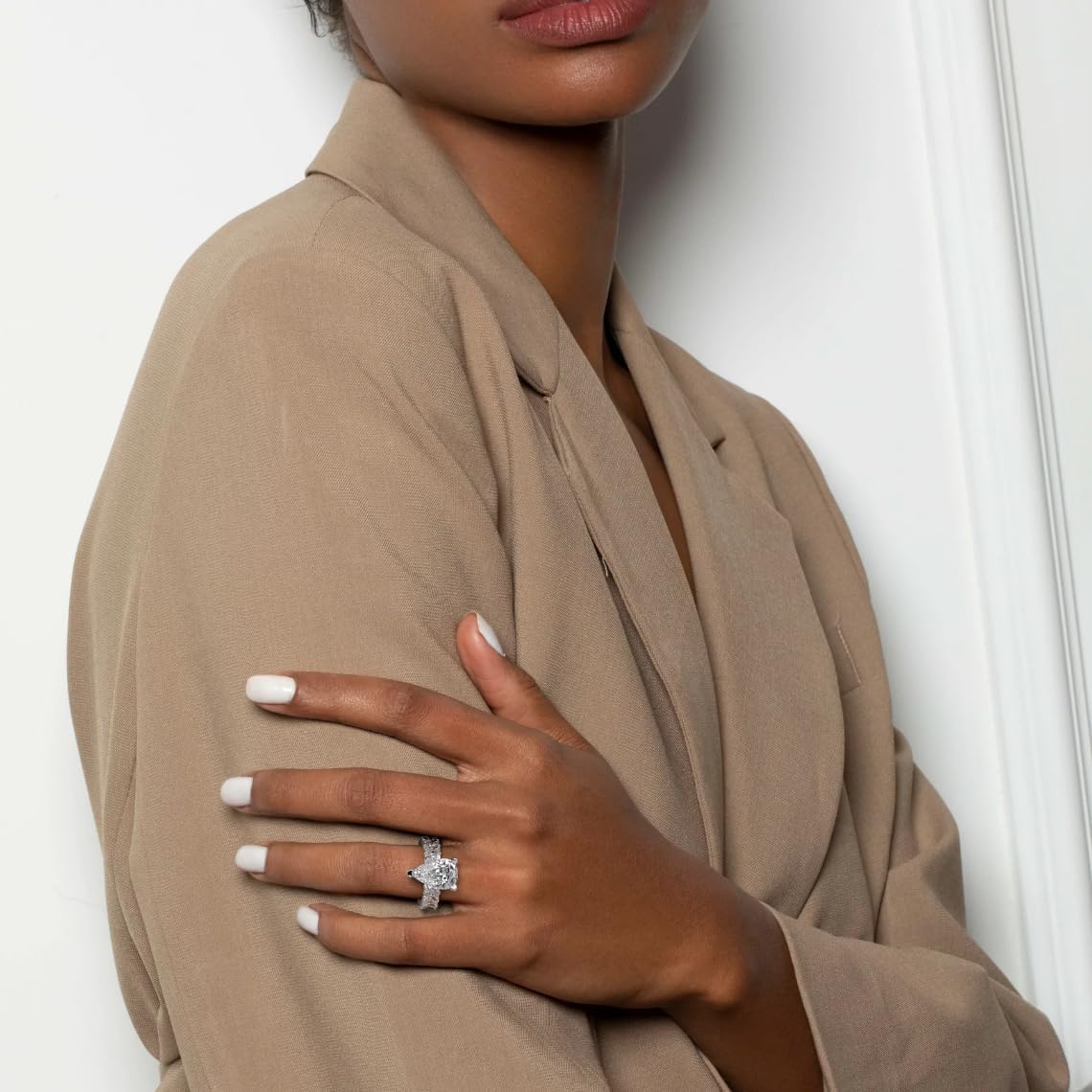 3CT-6CT Pear Cut Hidden Halo Pave Engagement Ring Solitaire Handmade Wedding Ring for Women Anniversary Promise Gifts for Her Moissanite