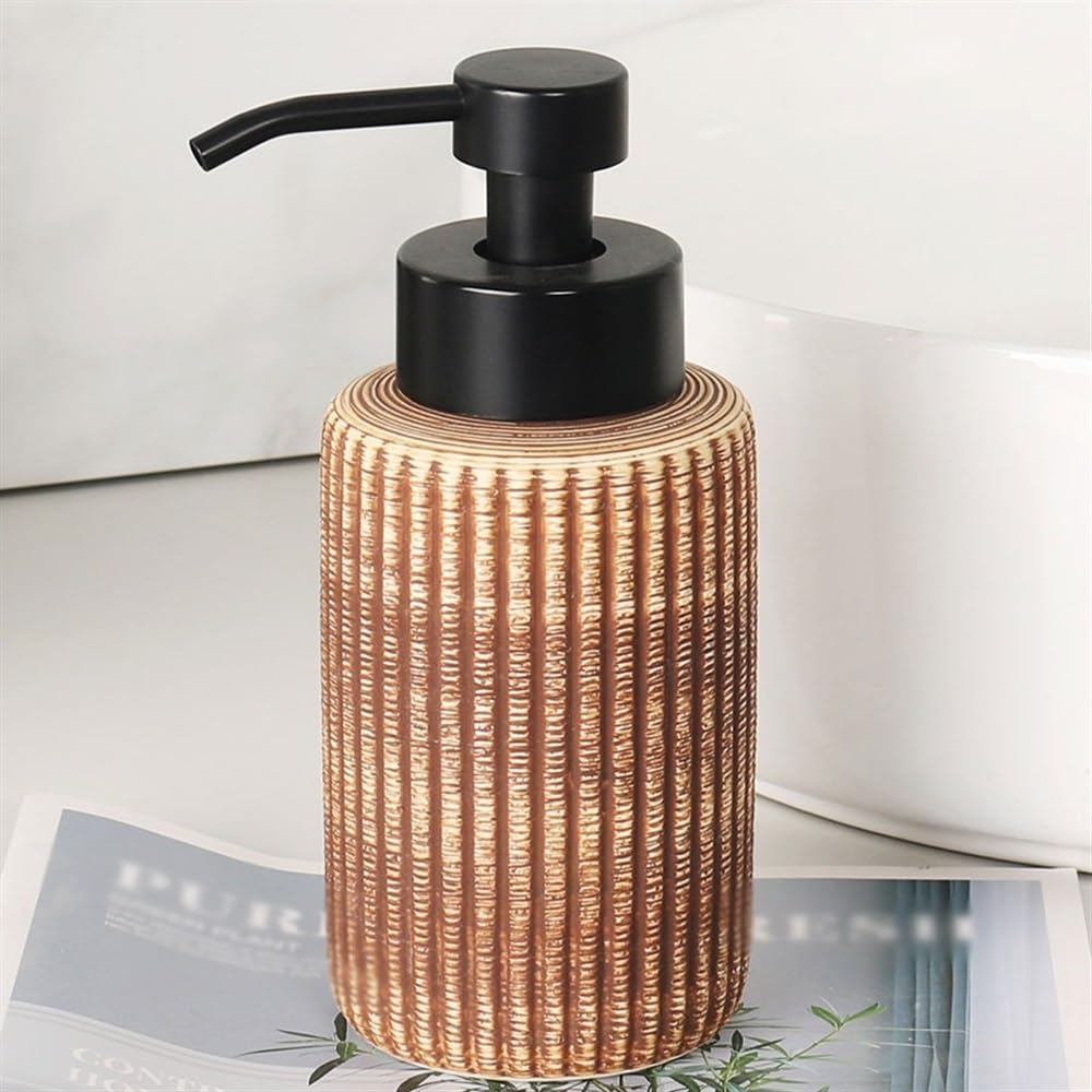 Dozownik mydła Ceramiczna pianka do mycia twarzy Butelka z dozownikiem Butelka do mycia twarzy Domowe puste butelki dozowniki do piany(Brown)