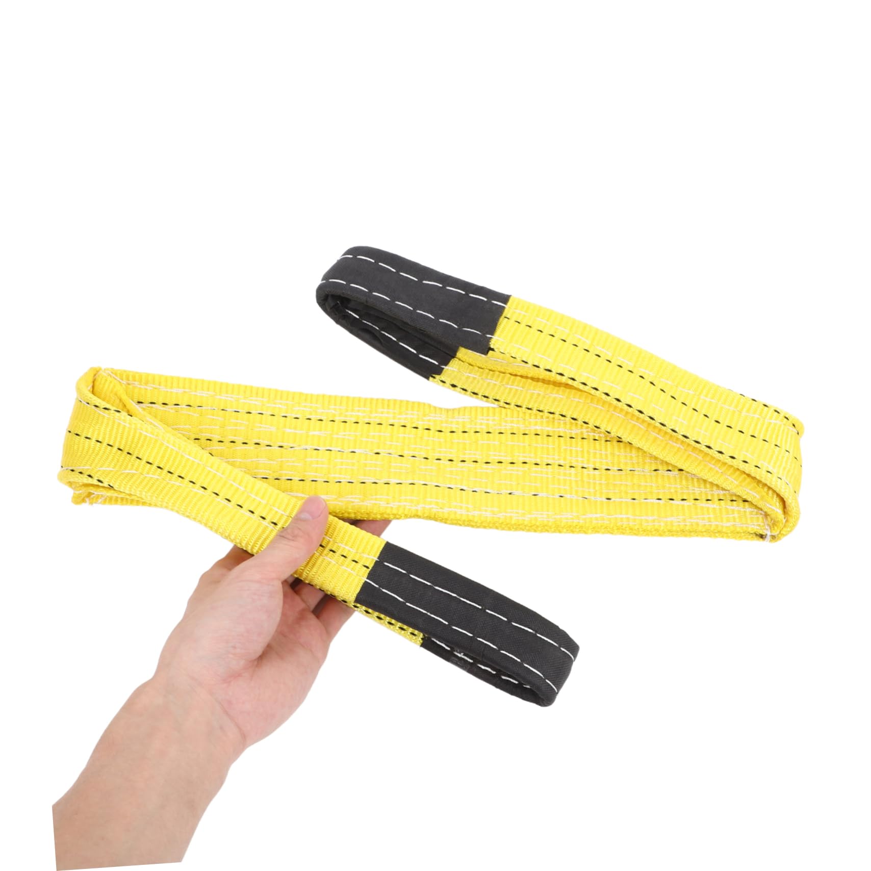LIFKOME Cinghia Occhi Resistente e di 3t in Sollevamento Poliestere 5:1 2 Pezzi Piatti Trasporto Colore Giallo Sicurezza per Verticale Mobili