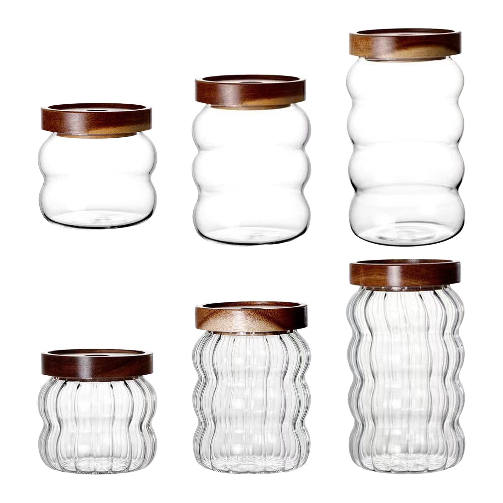 Merishopp Storage Jar with Airtight Lid Transparent Food Storage Canisters for Kitchen 340ML Thread-image-33
