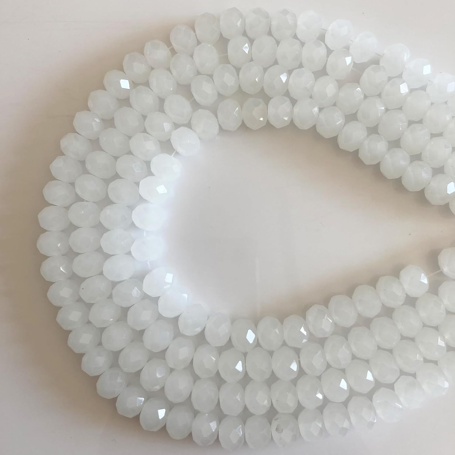 440Pcs 4mm Faceted White Glass Beads for Jewelry Making, Bracelets, Earrings, Wind Chimes, Suncatchers - Image 3