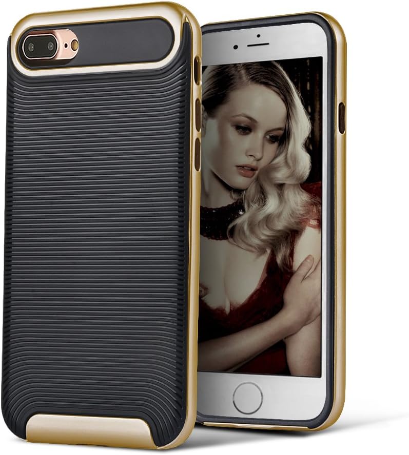 iPhone 7 Plus Case, HeeBin Modern Slim Ripple Design better Shock - Absorption & Scratch - for Apple iPhone 7 Plus - Gold